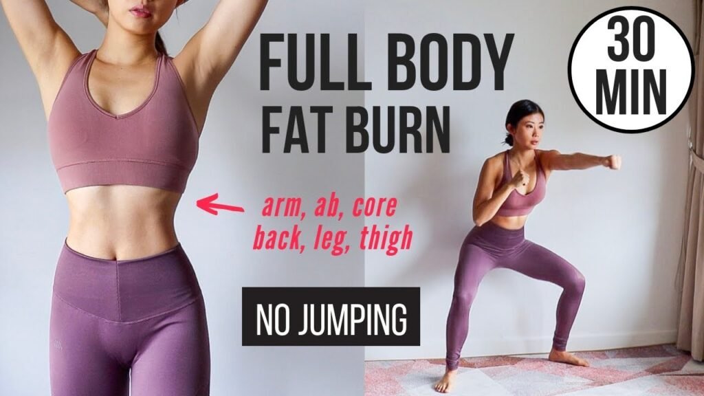 30 min Full Body Fat Burn HIIT (NO JUMPING) – Ab, Core, Arm, Back, Leg, Thigh & Cardio ~ Emi